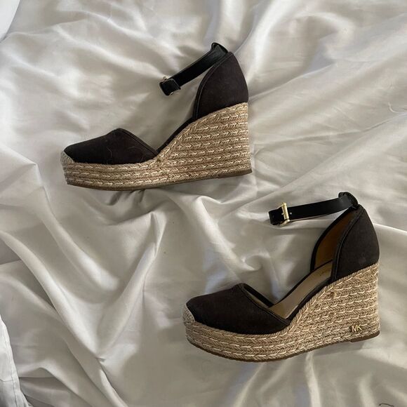 Michael Michael Kors Espadrilles Canvas and Leather Boho Wedges‎ Size 6 - Picture 3 of 12